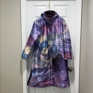 NWT UBU Reversible Quilted Long Jacket COAT art deco to wear wearable art galaxy